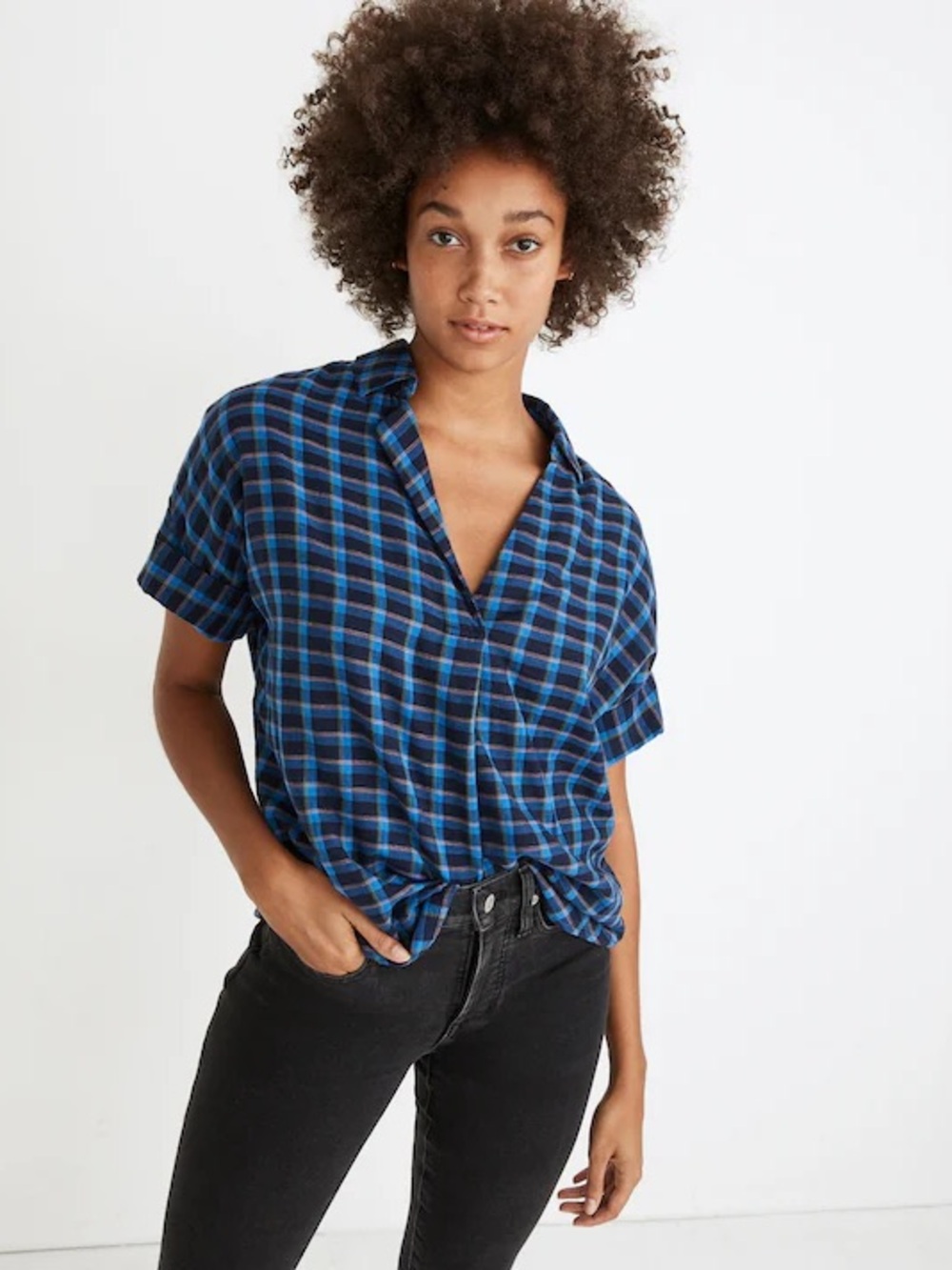 Madewell Double-Faced Park Popover Shirt in Plaid